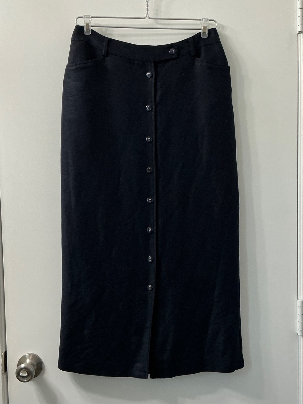 Liz Claiborne Navy Button-Front Maxi Skirt